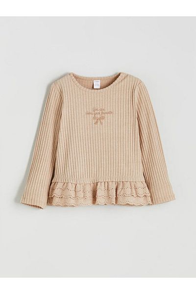 LC Waikiki Lcw Baby Brown Crew Neck Girl's T-Shirt and Leggings