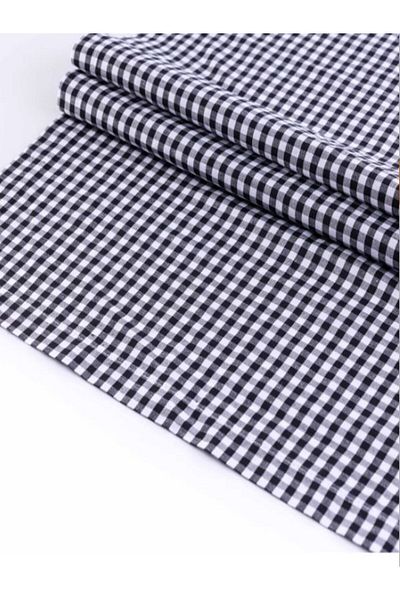 senmasy Plaid Pattern Black Cotton Multi-Purpose Fabric Gingham Fabric/170*200