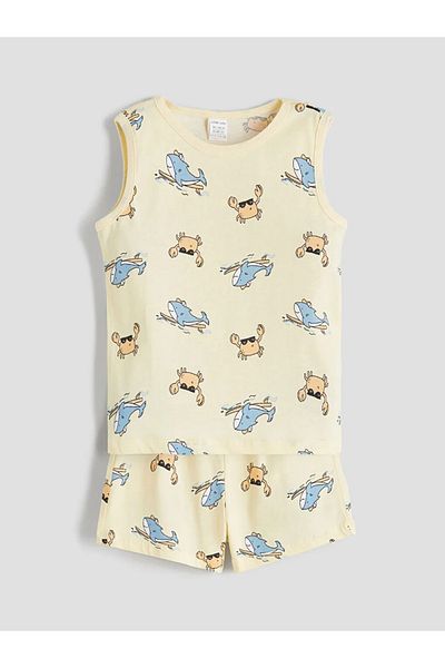 LC Waikiki Lcw Baby Sari Printed Baby Boy Undershirt and Shorts 2-Pack