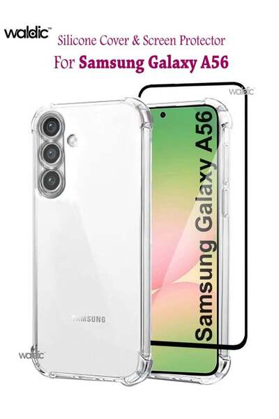 waldic جراب سيليكون ناعم ممتص للصدمات مع واقي شاشة مقوى شفاف لهاتف Samsung Ga...