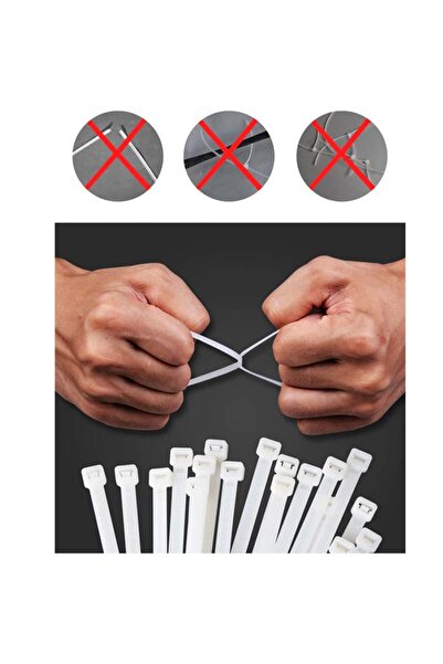 SNR Beyaz Plastik Kablo Bağı Plastik Kelepçe 4,8MMX30Cm 100