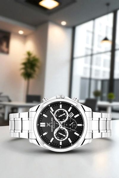 Daniel Klein Men's Wrist Watch Exclusive Steel Band with Bracelet Gift Silver-Black Zmdk1192