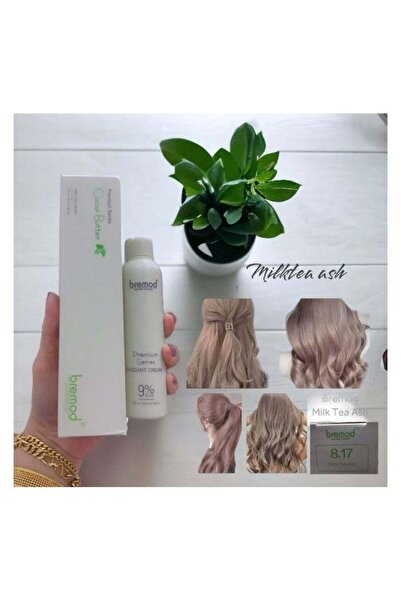 BREMOD صبغة شعر بريموند بريميوم سيريز بلون شاي الحليب الرمادي 8.17