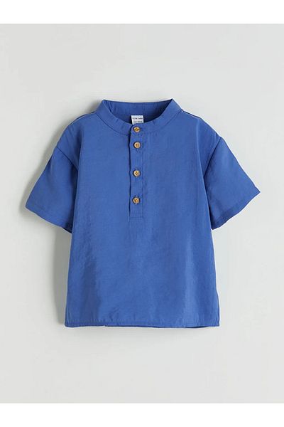 LC Waikiki Lcw Baby Indigo Hakim Collar Baby Boy Shirt and Shorts 2 Pcs