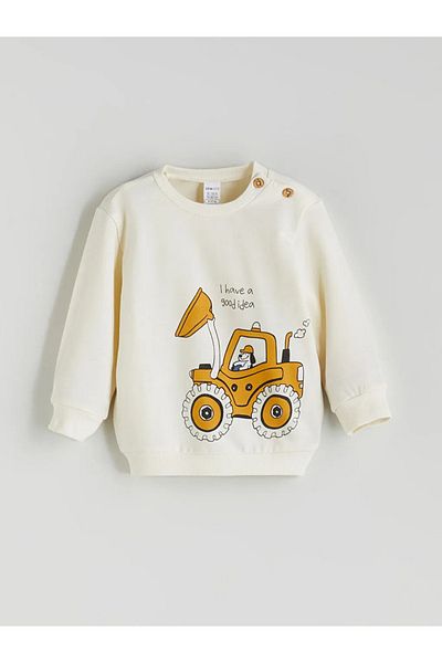LC Waikiki Lcw Eco Beige Printed Baby Boy Sweatshirt and Sweatpants Bottom 2-Pack