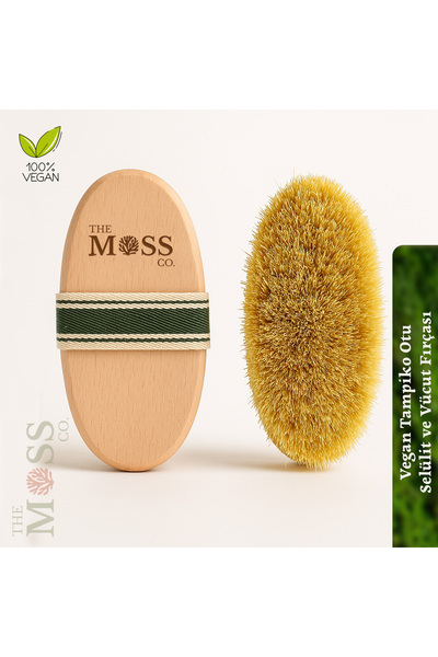 The Moss Co. %100 Doğal Vegan Tampiko Otu Selülit ve Vücut Fırçası (File Kese Hediyeli)