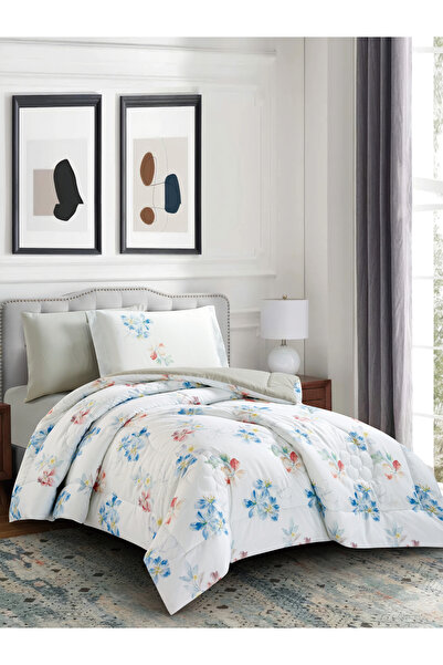 Donetella طقم لحاف مطبوع رقميًا مكون من 4 قطع - مقاس توأم 170 × 230 سم، طقم فراش من الألياف الدقيقة الناعمة.