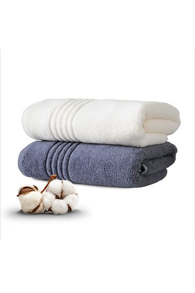 Özdilek 2 Pieces Belda Hand Face Towel 50X90 cm Cream-Grey