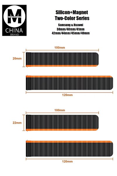 CepteToptan Myt09 Apple Watch 42mm Mo-Wb1 Dual Color Magnetic Silicone Band - Grey-Orange