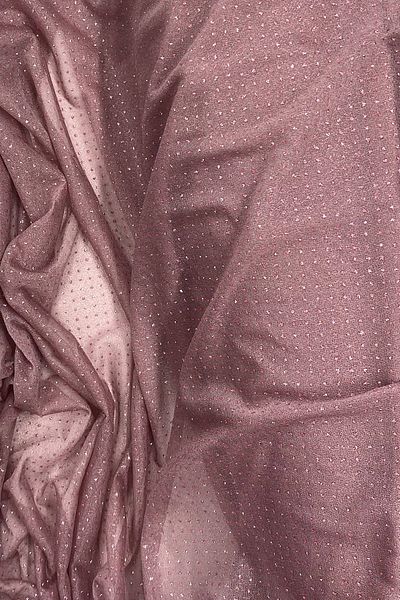 PRATİKOBA Raindrop Glitter Evening Dress with Shawl Tulle Fabric Dark Rose Dried 36