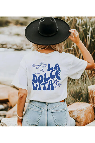 LAYORA Cocktail and Sea Themed Oversize T-Shirt – Summer Fashion