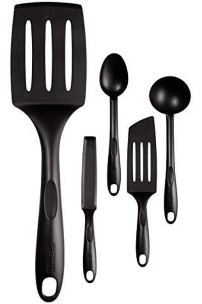 TEFAL Bienvenue Set of 5 Heat Resistant Kitchen Tools Ladle, Angle Spatula, Long Spatula, Pancake Sp