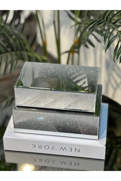 veraev Glitter Jewelry Box 2 Silver Decorative Boxes