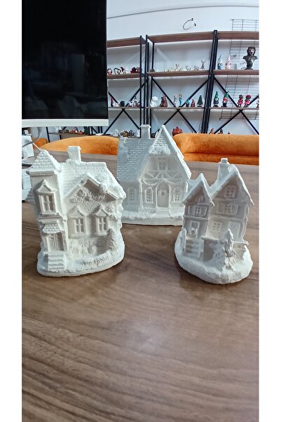 dexpo Ham boyasız minyatür 3lü ev set 11cm , 9 cm ,8cm