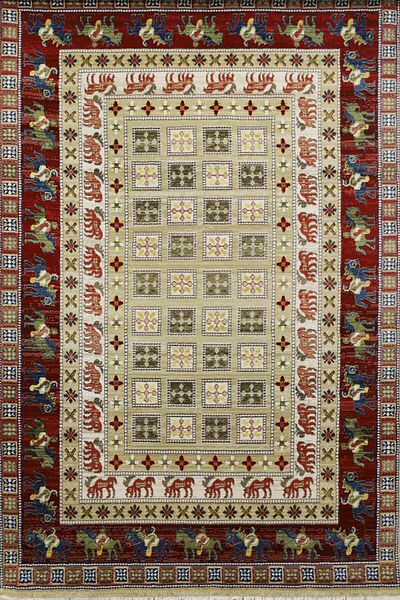 Alkaffary Ishan rug with a modern design that adds a contemporary touch to any space, red-beige, multiple sizes