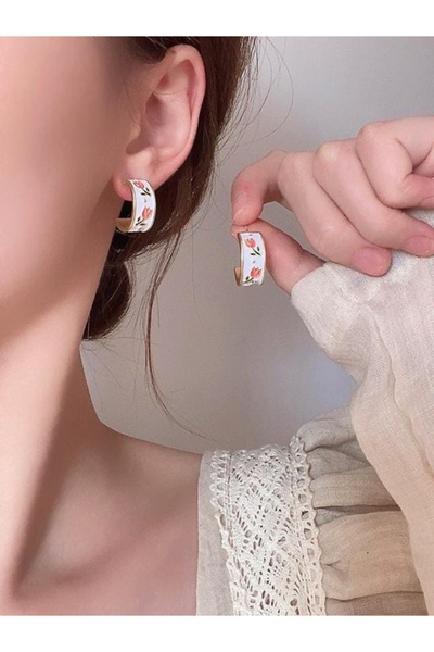 Shisa Jewel Klasik lale halka küpe. Kadınlar için(A50)