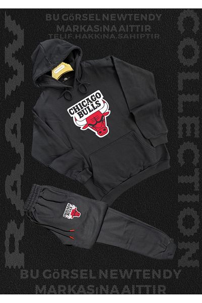 Minikelya Chicago Bulls Black Hooded Sweatshirt and Sweatpants Set – Unisex Sports & Casual