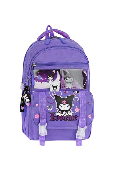 SippoTrade مجموعة حقيبة ظهر مدرسية للفتيات من Kawai على الطراز الكوري مع ملحقات Kuromi وحامل طعام حراري وقلم