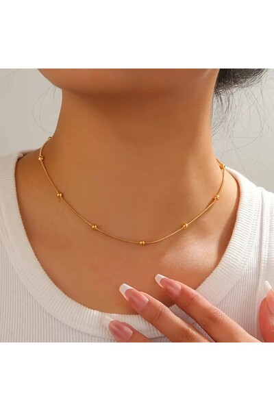 Tasarım قلادة ستيل دوريكا سلسلة مجمعة 1 ملم سمك 45 سم طول ذهبي أصفر ذهبي