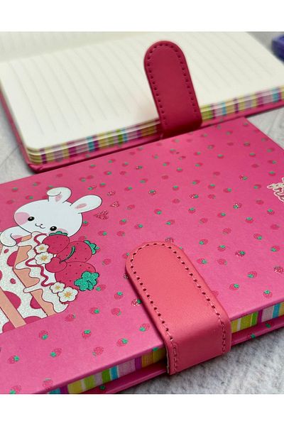 ZeCo Collection Cute Rabbit Patterned Striped Hard Cover Magnet Notebook