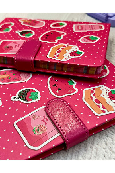 ZeCo Collection Sweet Snacks Patterned Striped Hard Cover Magnet Notebook