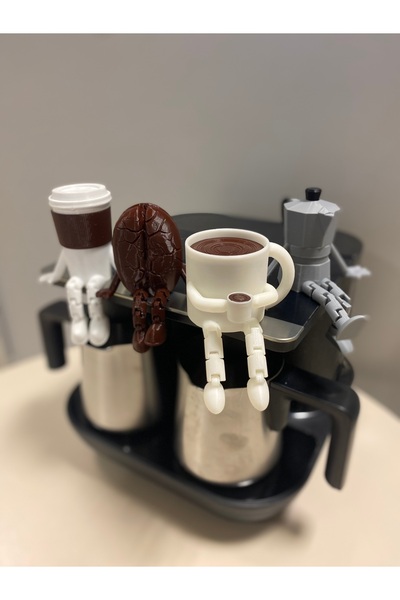 Genel Markalar 4’lü ayaklı kahve seti, moka pot, bardak ve kahve çekirdeği, k...