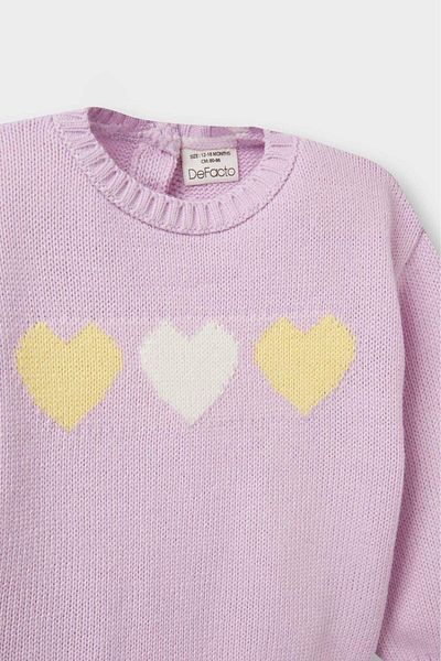 DeFacto Baby Girl Crew Neck Heart Patterned Sweater C8089A525Au