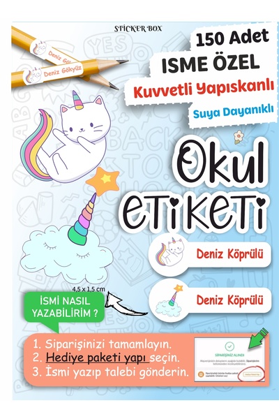 Think And Print Okul Etiketi Kalem Defter Etiketi Özel Isim Yazılabilen Etike...