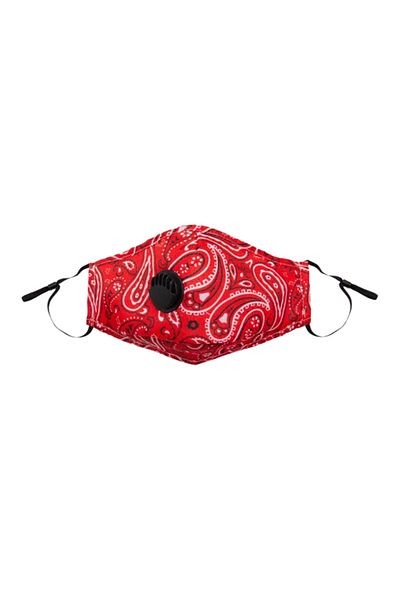 Raffine White Flowers Printed Dust Proof Red Face Mask With 3 PM 2.5 Filter