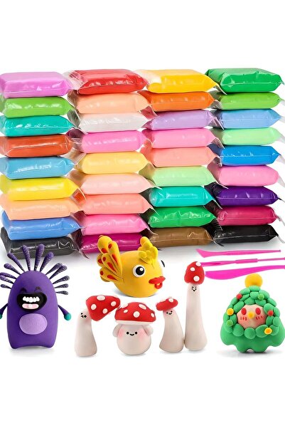 LIXADA 36 قطعة من الطين الجاف بالهواء، مجموعة طين النمذجة السحري مع أدوات الطين السحري والملحقات