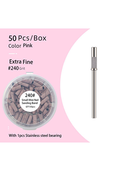 Choice5 pink240-50-B 50 قطعة 3.1 مم مجموعة أشرطة صنفرة صغيرة مع عمود 3/32 بوص...