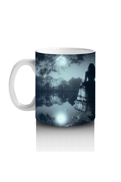 Luluyen Horror Themed Halloween Printed Mug with Foggy Night and Gothic Tower Silhouette