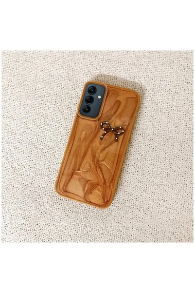 Pro Aksesuar Samsung Galaxy A16 Compatible Case Bowknot Silicone Case Brown