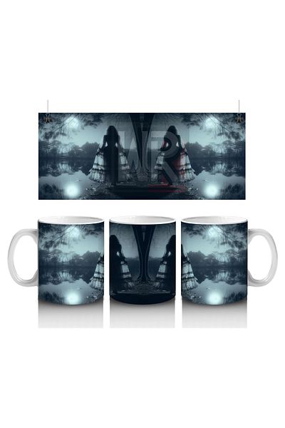 Luluyen Horror Themed Halloween Printed Mug with Foggy Night and Gothic Tower Silhouette