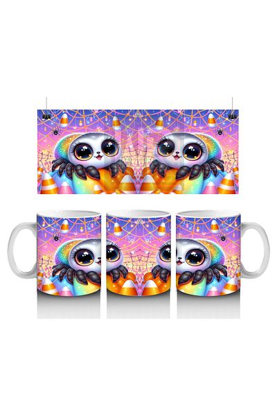 Luluyen Colorful Halloween Printed Mug with Sweet Ghost and Pumpkin Figures