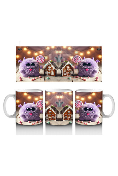 Luluyen كوب مطبوع عليه شبح لطيف وبيت البسكويت للهالوين مع قبعة ساحرة