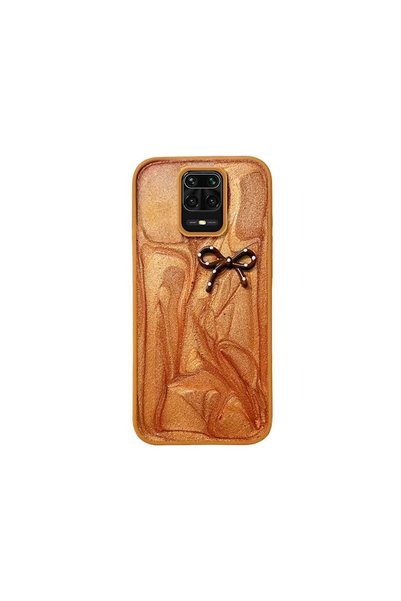 Pro Aksesuar Xiaomi Redmi Note 9S Compatible Case Bowknot Silicone Case Brown