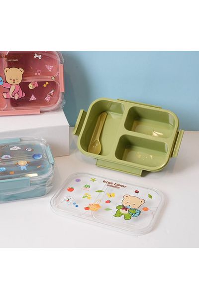 Generic Lunchbox with spoon in cute design and square shape