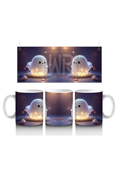 Luluyen Cheerful Ghost among Pumpkins – Gift Coffee Mug