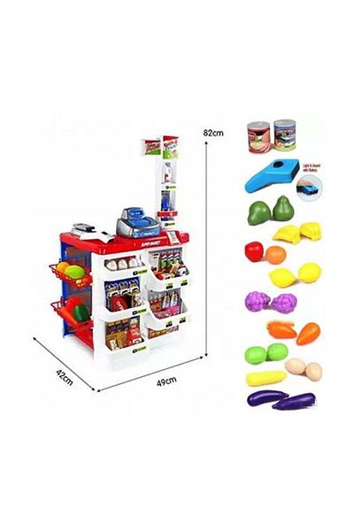 LIXADA Home Pretend Supermarket Accessories With Trolley Role Play Set Toy For Kids