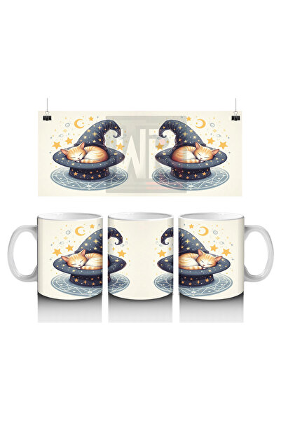 Luluyen كوب مطبوع عليه شكل هالوين مع قبعة ساحرة وشكل شمعة