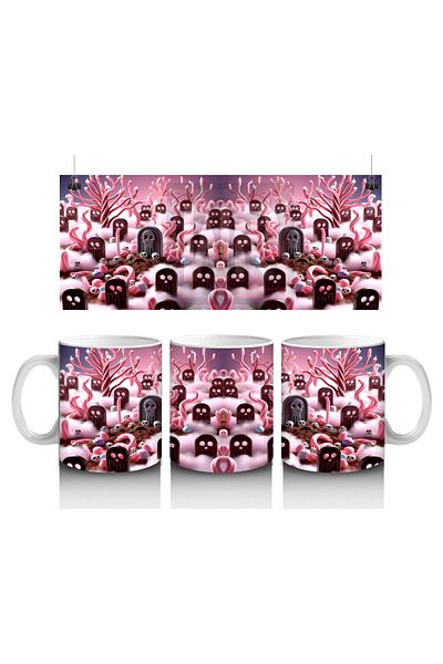 Luluyen Sweet Halloween Printed Mug with Children in Vampire Costumes on Pink Background