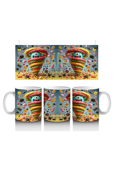 Luluyen Fun Halloween Printed Mug with Giant Spiral Candies and Dizzy Effect