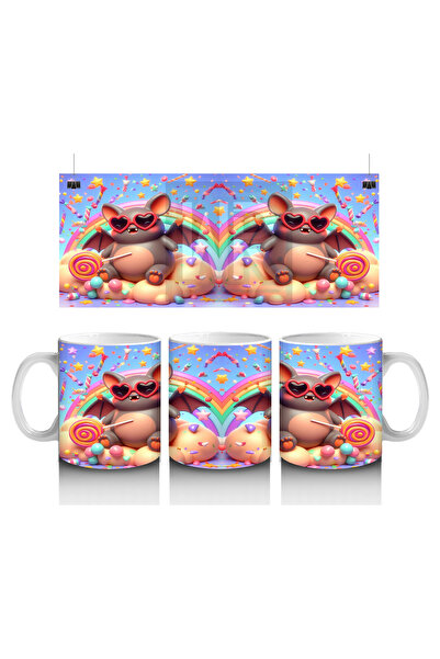 Luluyen كوب مطبوع عليه شخصية وحش لطيف مع ملابس من اليقطين الملون للهالوين