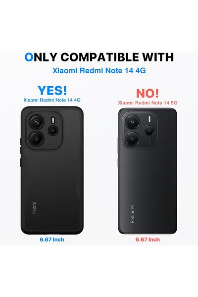 Fibaks Xiaomi Redmi Note 14 4g Case with Camera Protection Silicone Cover with Back Card Holder Wallet Red Key