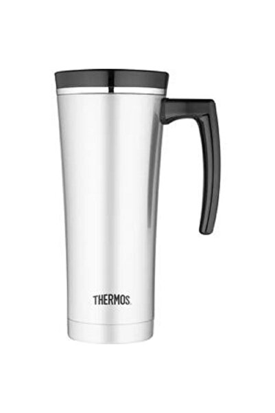 Thermos كوب سفر معزول من الفولاذ المقاوم للصدأ من Sipp - فضي وأسود، 16 أونصة