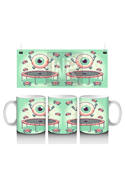 Luluyen كوب مطبوع عليه ملون للهالوين مع عين وحلوى الأسنان