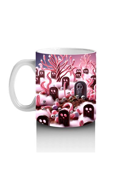 Luluyen Sweet Halloween Printed Mug with Children in Vampire Costumes on Pink Background