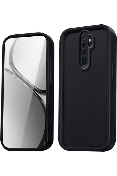 Fibaks Oppo A5 - A9 2020 Compatible Case Shock Absorbing Black Silicone Cover with Camera Protection Soft Texture