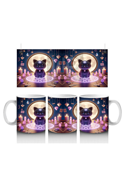 Luluyen كوب مطبوع عليه رسومات الهالوين الملونة مع شكل ساحرة لطيفة داخل حلقة س...